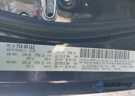 2019 Dodge Journey Gt z USA, uszkodzony, nr VIN 3C4PDCEG3KT717475